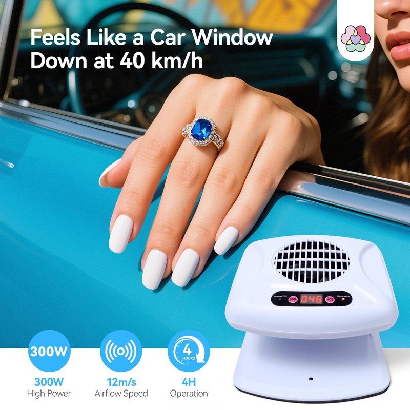 SAVILAND 300W Professional Nail Dryer: 5X Faster Drying, Strong-Air Fan with Warm/Cool Modes, Smart Sensor, Battery-Free Design for Home & Salon