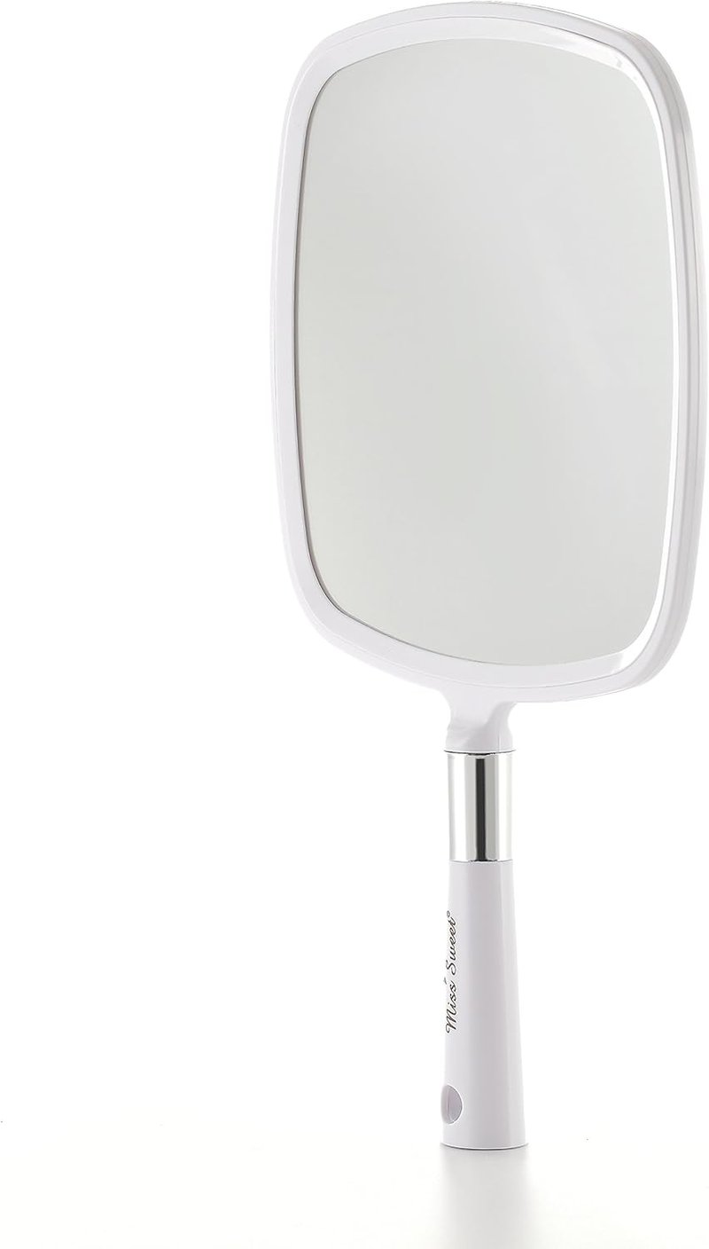 Handheld Makeup Mirror - 9-Inch White Vanity Mirror for Easy Touch-Ups