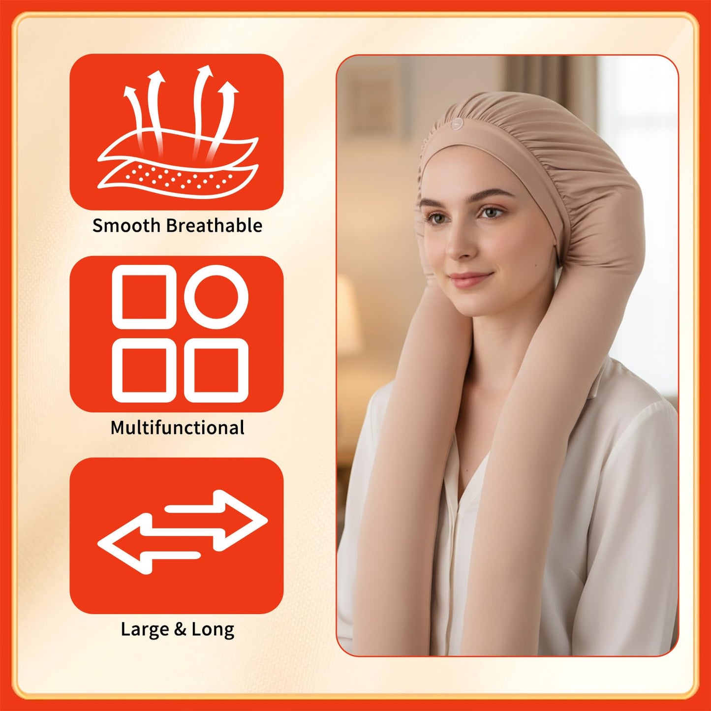 Susade Bonnet for Braids Breathable Hair Braid Bonnets Sleeves 2 in 1 Long Hair Wrap Sleeping Protection for Women