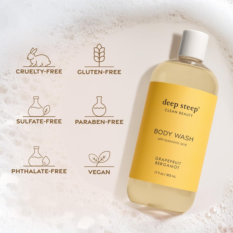 Deep Steep Brown Sugar Vanilla Body Wash, Hydrating Shower Gel with Hyaluronic Acid & Shea Butter for Sensitive Skin, Bodywash for Women & Men, 17 Fl Oz, 1-Pack