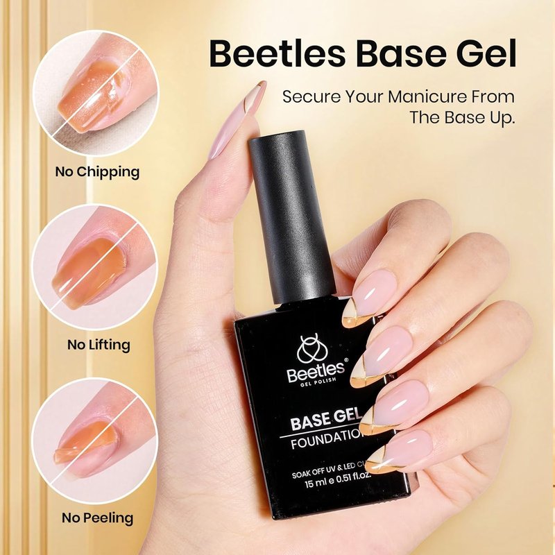 Beetles Gel Top and Base Coat Set - 15ml Glossy & Matte Finish with Protein Nail Prep | Acid-Free, Hema-Free