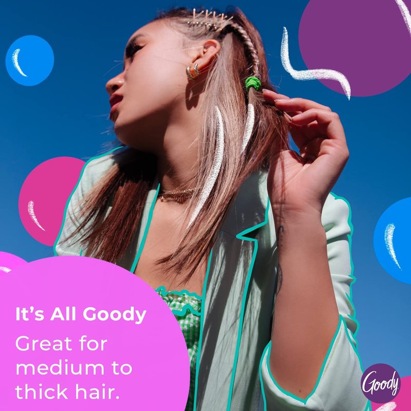 Goody Ouchless Women's Elastic Hair Ties - 30 Count, Assorted Glitter/Multi - 4MM for Medium Hair - Long-Lasting Braids, Ponytails, and More - Pain-Free Hair Accessories (Packaging May Vary)
