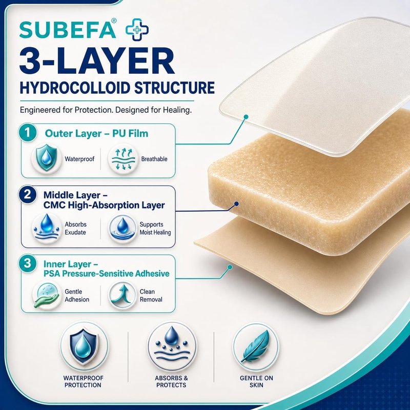 Hydrocolloid Roll | 2" x 5FT Waterproof Wound Care Bandages - Flexible, Latex-Free Blister & Acne Patches