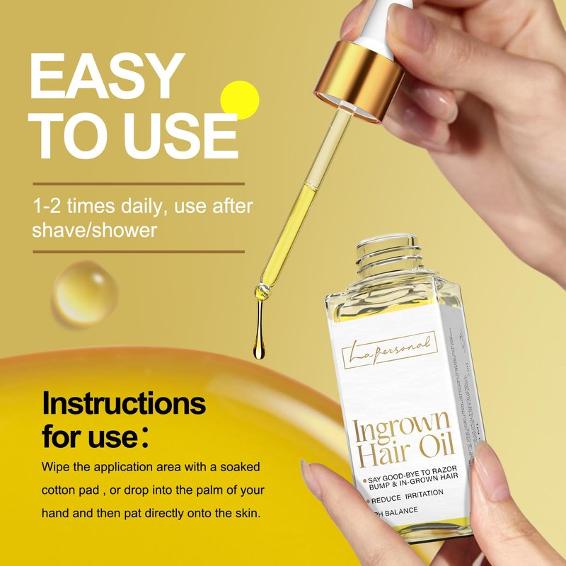 LA.PERSONAL Ingrown Hair Oil, Post-Shave Oil for Ingrown Hair & Razor Bump Prone Skin, for Bikini Line, Legs & Underarms, Pre & After Shave Oil for Women & Men, 40 ML / 1.4 FL OZ
