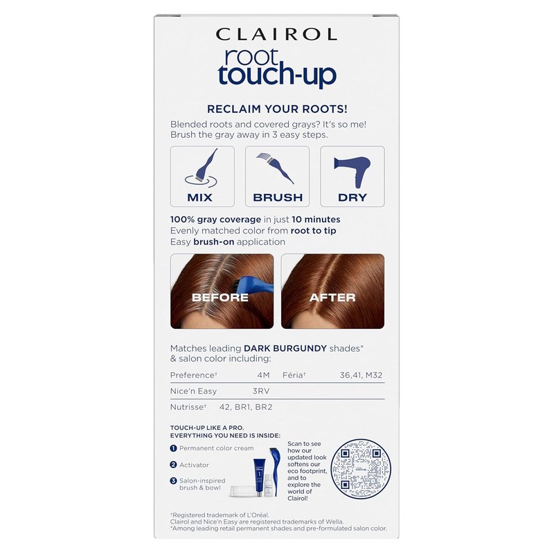 Clairol Root Touch-Up | Nice'n Easy Permanent Hair Dye - 4RV Dark Burgundy, 2-Pack