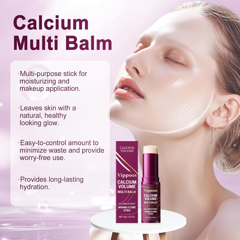 Calcium Multi Balm Stick - Korean Collagen Hydrating Balm for Anti-Aging | Non-Greasy Formula for Face, Eyes & Neck