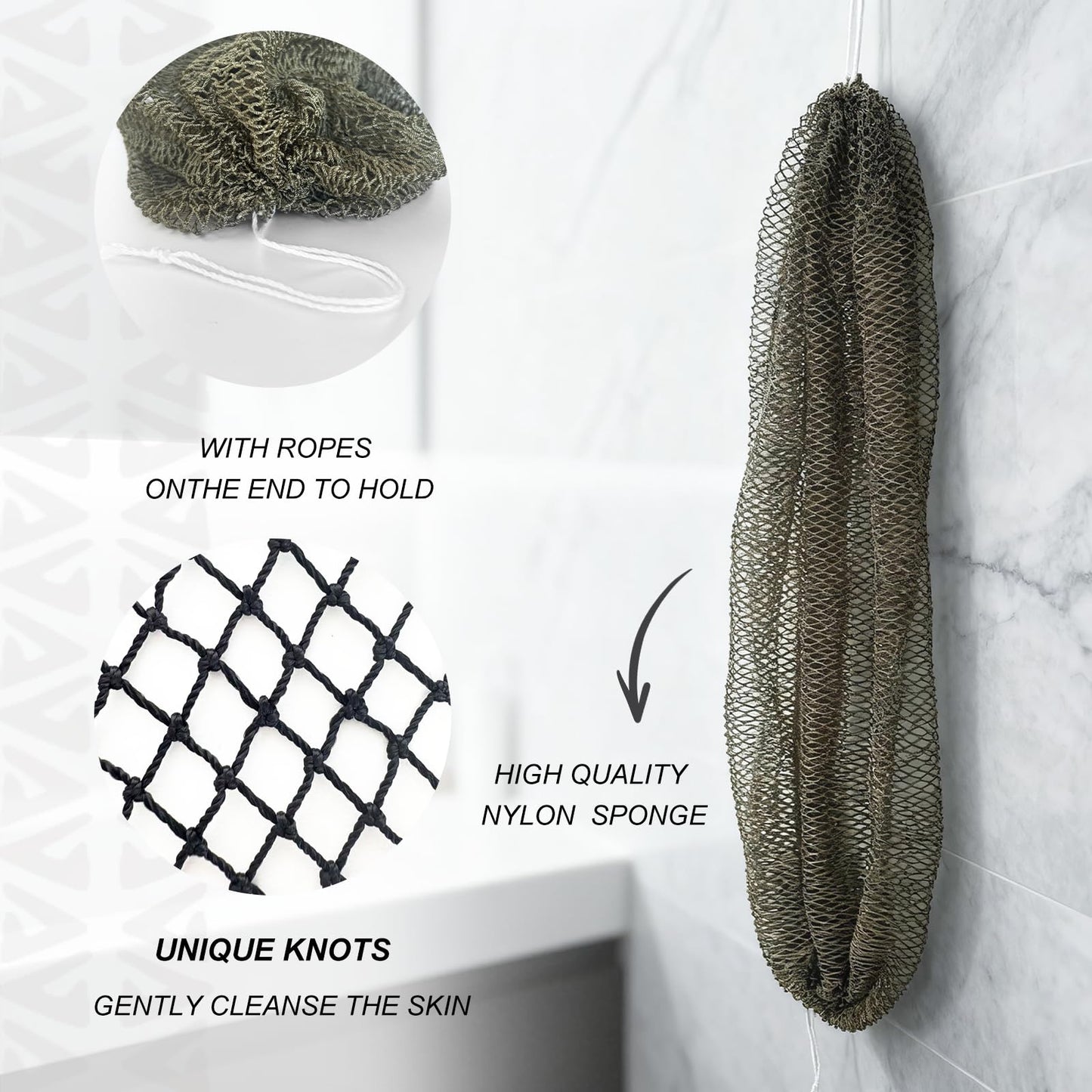 SPMKTBOZAI African Net Sponge Authentic, Loofah Exfoliating Body Scrubber Bath Sponge, African Exfoliating Net Sponge Back Scrubber Washcloth for Shower, Body Care Bathing Accessories (Blue)