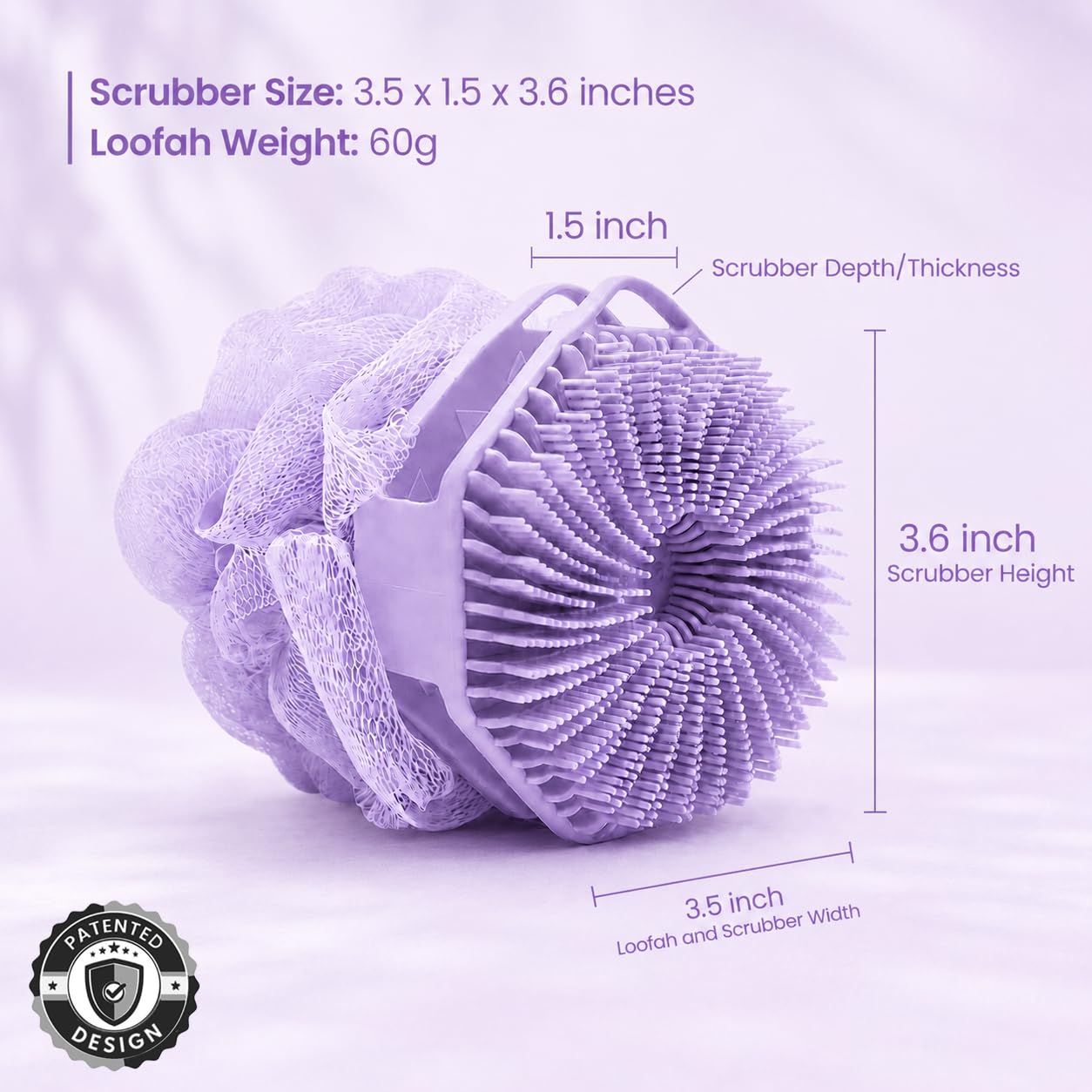 2-in-1 Silicone Body Scrubber & Mesh Loofah Sponge – Exfoliating Silicone Shower Scrubber with Soft Loofa Puff, Bristles, Non-Slip Grip, Quick Dry, Hygienic Body Scrubber for Women & Men