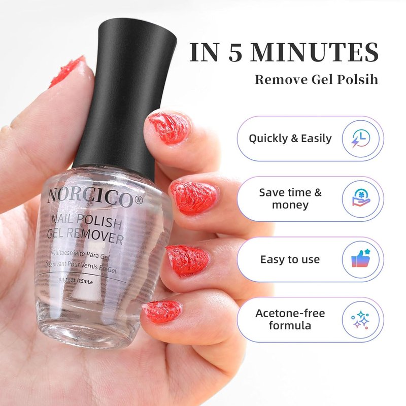 Gel Nail Polish Remover - Fast-Acting Acetone-Free Formula for Gentle DIY Removal | 15ml