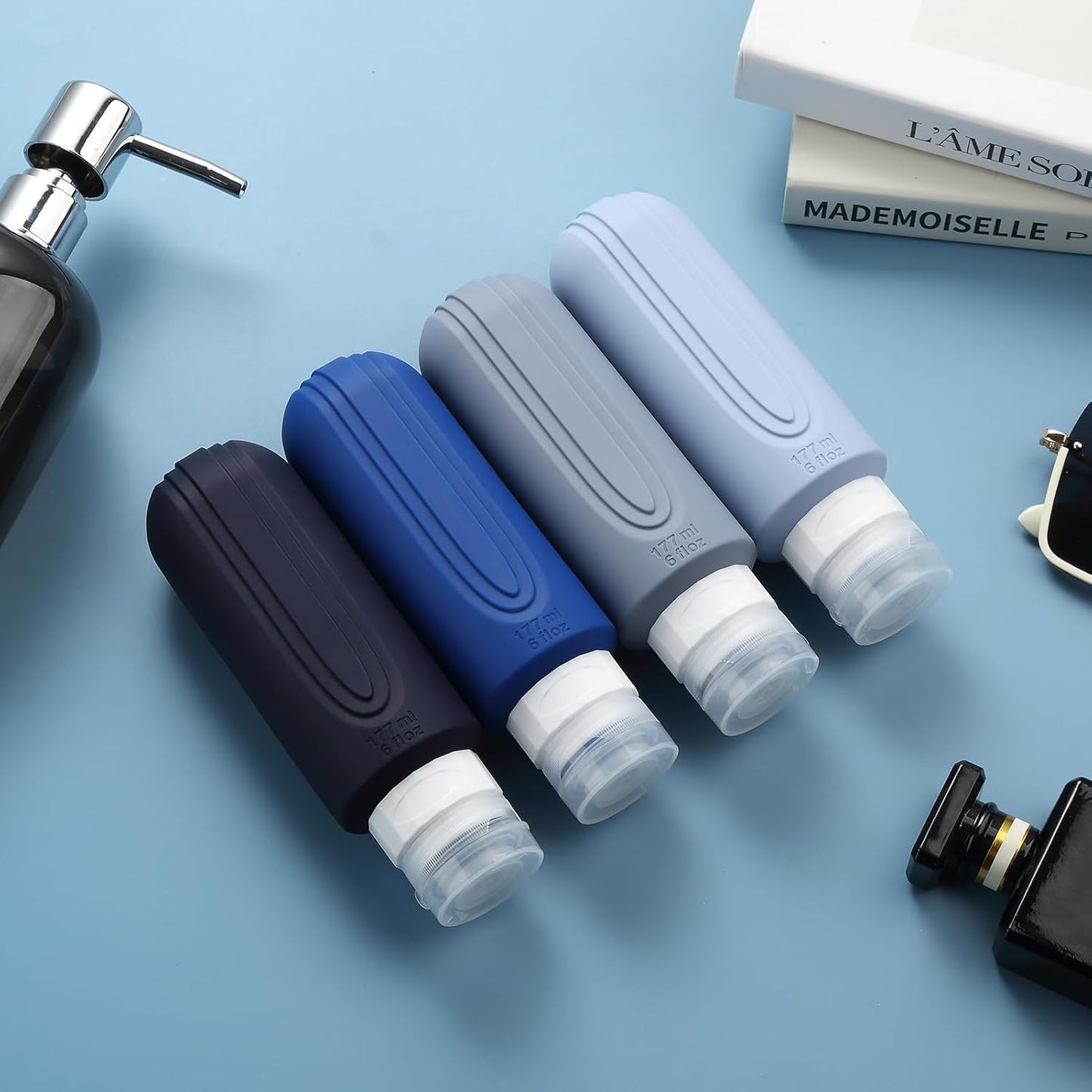 Travel Bottles for Toiletries - 6oz BPA-Free Leak-Proof Containers | Refillable Liquid Travel Accessories Set (4 Pack)