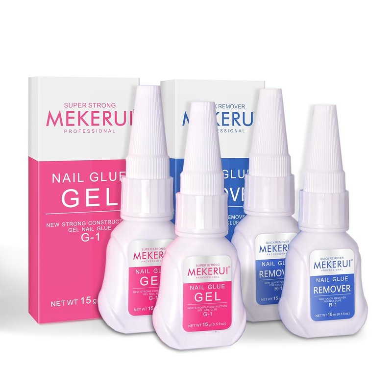 Mekerui Nail Glue Gel Set - Super Strong & Long-Lasting 30+ Days | Quick Glue Remover Included