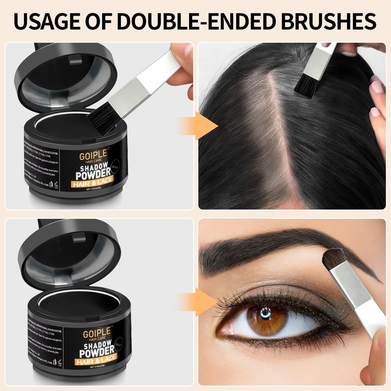 Root Cover Up Powder Hairline Powder for Women Root Touch Up Hair Color for Bald Spots, Eyebrows, Beard Line, Hair Fibers for Thinning Hair Shadow Cover Up 2 Pack (Black)
