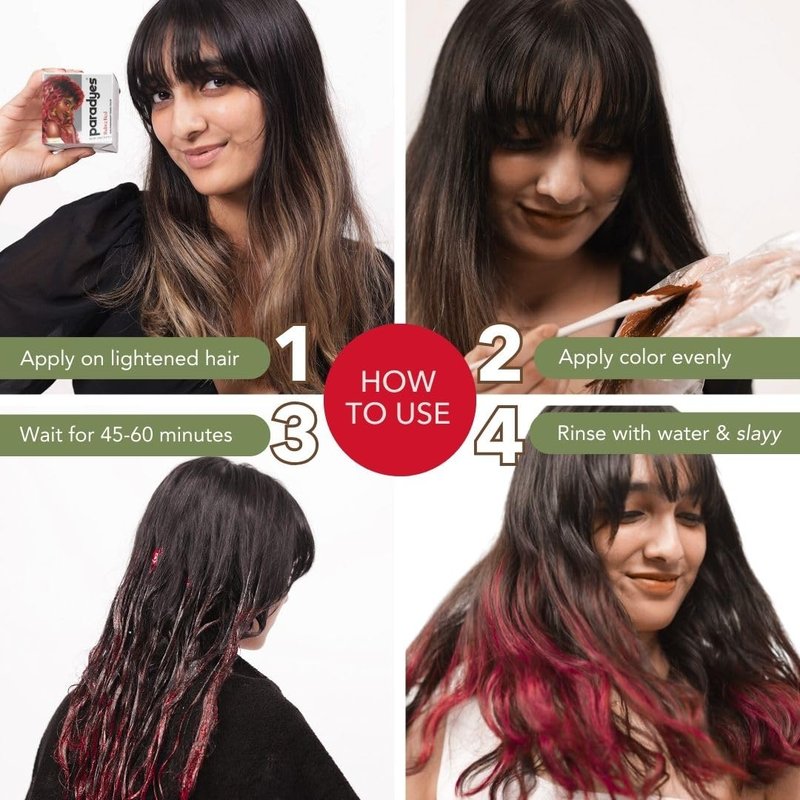 Paradyes Rubra Red Semi Permanent Conditioner Based Hair Color Enriched with Vegan, Natural and Herbal Hair dyes - lasts up to 8-10 washes (4.2 oz)