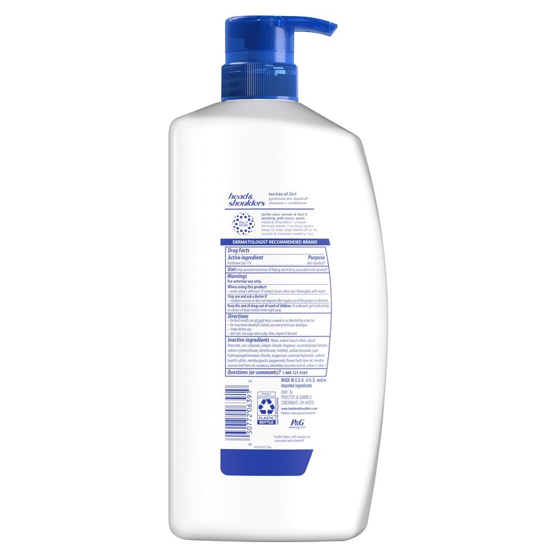 Head & Shoulders Anti-Dandruff Tea Tree Oil Shampoo and Conditioner with 1% Pyrithione Zinc, Tea Tree Oil 2 in 1 with Cooling, Relieves Itch, Hydrates, Refreshed Scalp, 28.2 Fl Oz