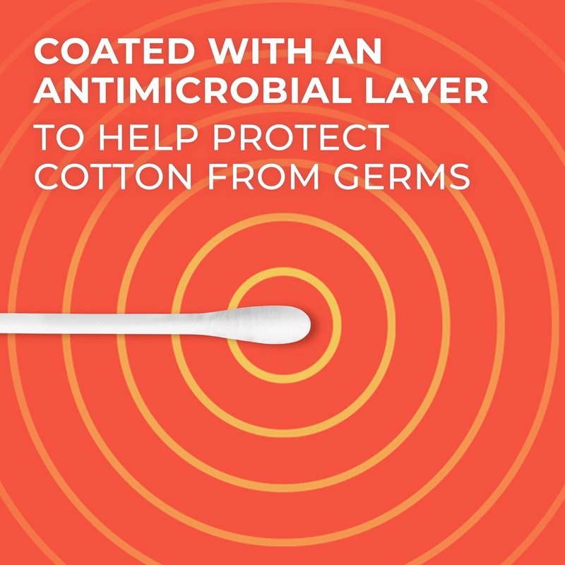 Q-tips Antimicrobial Cotton Swabs - 300 Count Cotton Buds for Effective Cleaning & Freshness