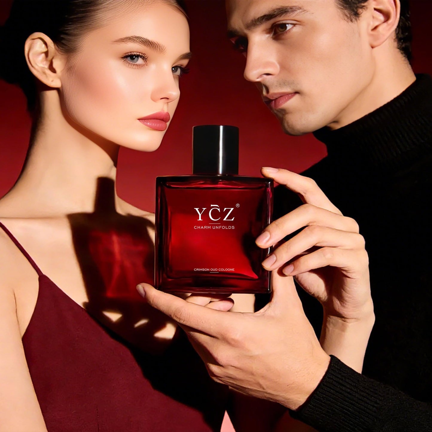 Ycz CRIMSON OUD Cologne for Men - Eau De Parfum - 1.7oz Long-Lasting Unique Oriental Woody Perfume with Rose, Raspberry, Papyrus & Amber, Ideal for Everyday Use and Special Occasions