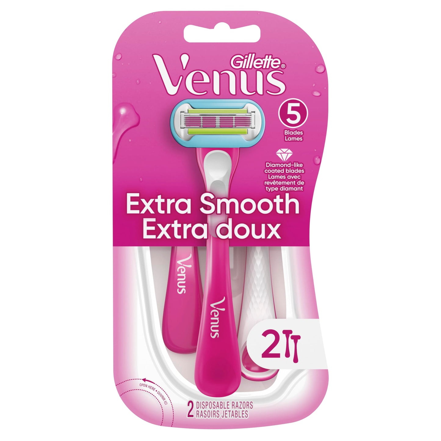 Gillette Venus Extra Smooth Green Disposable Women's Razors, 2 Count