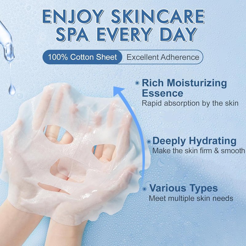 Hydrating Face Masks for Dry Skin - 14 Pack Sheet Mask Set | Perfect Spa Gift for Women