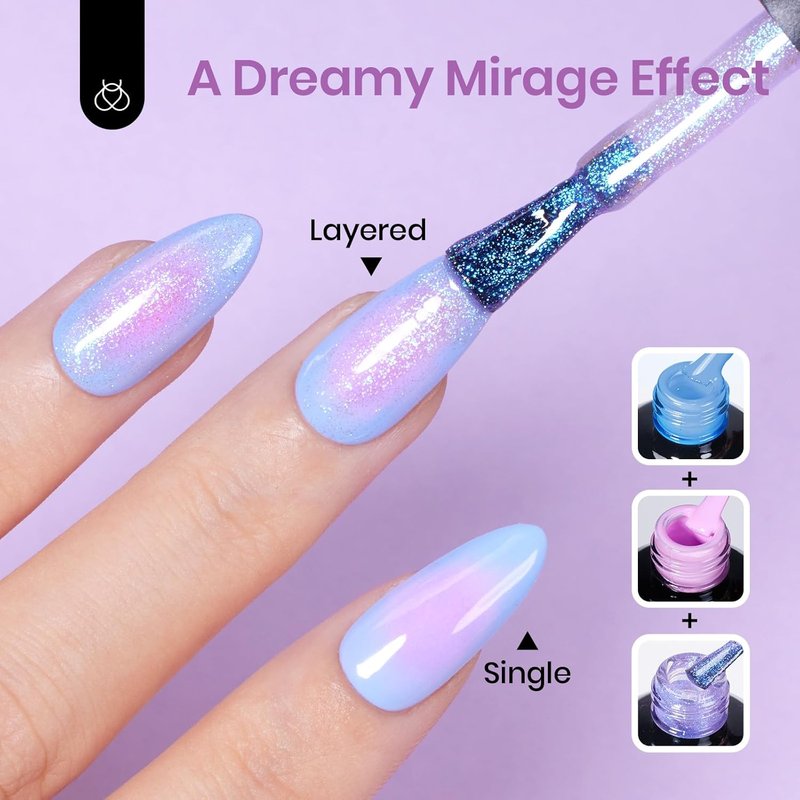 Beetles Glitter Gel Nail Polish - Purple Jelly Shimmer | 15ML Soak Off Translucent Effect for Stunning Manicures