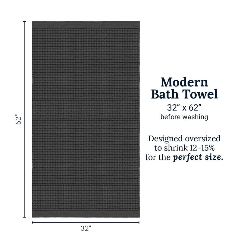 GILDEN TREE Waffle Towels for Bathroom Luxury 100% Cotton Bath Towels, Quick Dry Towel, Thin Super Absorbent Lint Free Shower Towels, Bath Towels Set of 2, Modern Style (Faded Black)