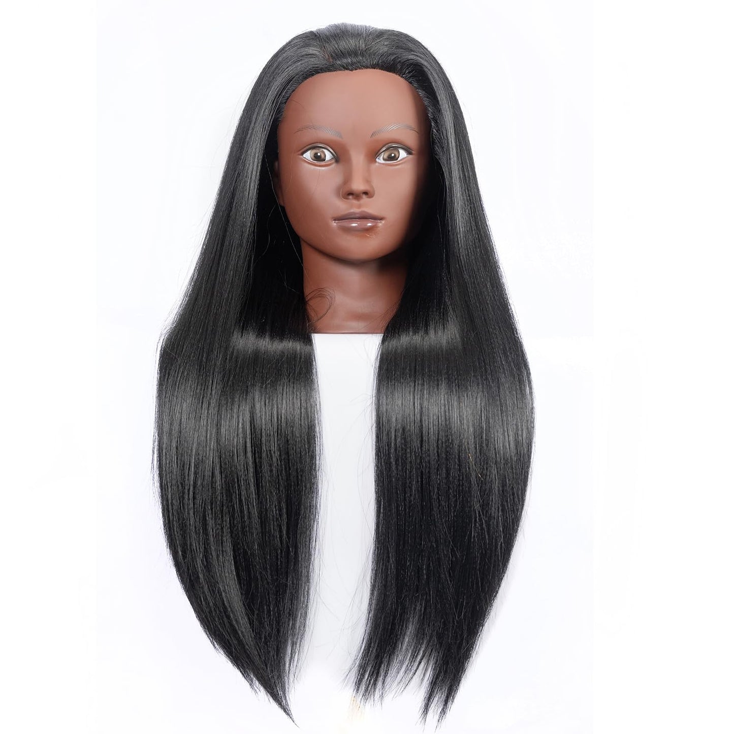 Training Head 26"-28'' Mannequin Head Hair Styling Manikin Cosmetology Doll Head Synthetic Fiber Hair Hairdressing Training Model Free Clamp Exquisite Gifts (black)