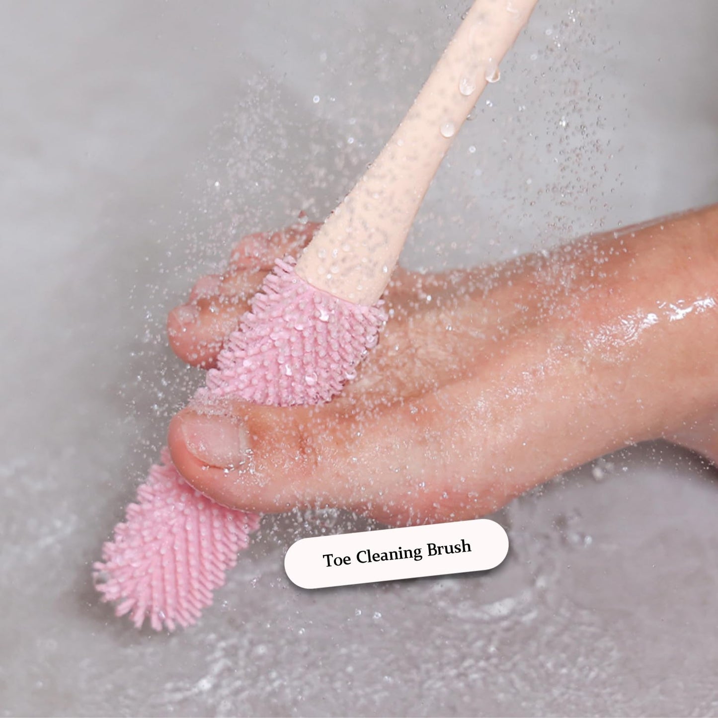 Nurlypop Toe Cleaning Brush with 15.7" Long Handle,Shower Foot Scrubber,No Bending, Ideal for Seniors, Expecting Mothers, Men & Women | Foot Scrubber & Anti-Itch Exfoliating Brush (2 Pack) (Pink)