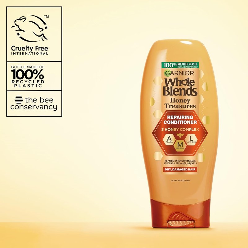 Garnier Whole Blends Honey Treasures Repairing Conditioner - Nourishing Formula for Dry, Damaged Hair | 26.6 Fl Oz