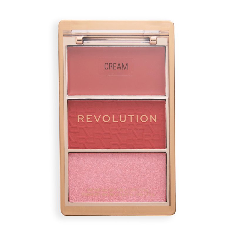 Revolution, Blush Icon Palette, Cream, Matte, & Shimmer Bronzer Trio, Hyaluronic Acid Infused, High Pigment, Vegan & Cruelty-Free, Rebellious Red, 0.09 oz