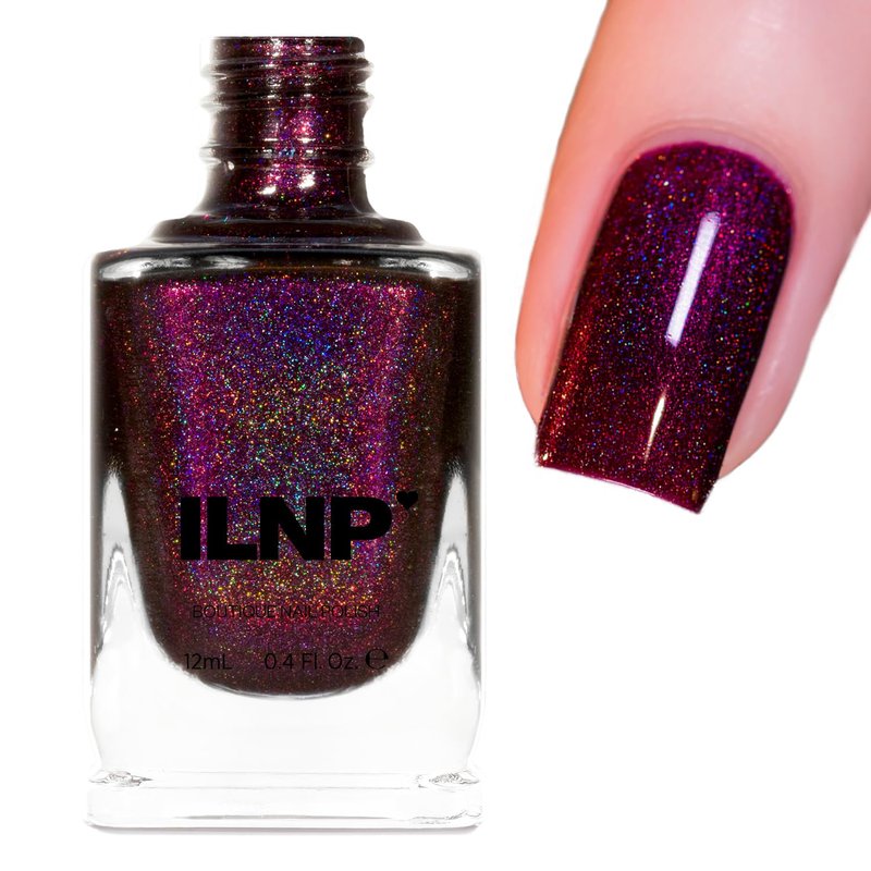 ILNP Black Orchid - Deep Burgundy Holographic Nail Polish | Long-Lasting, Non-Toxic, Vegan, Chip Resistant