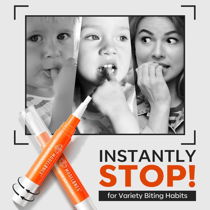 modelones Stop Biting Pen Nail Biting Prevention Thumb Sucking Deterrent Nail Biting Treatment for Kids & Adults Natural Nail Care Pen to Help Stop Nail Biting Habit Safe Solution for Biters