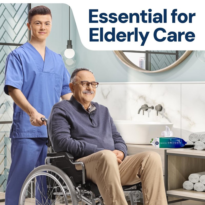 OPTEEL Adult Wipes For Elderly - 8"x13" Extra Large & Soft Wet Wipes for Adults Bathing - Incontinence Disposable Washcloths, Vitamin E & Aloe Infused for Men & Women 240ct (4 Packs of 60)