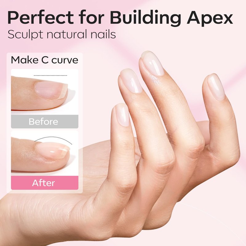 Modelones Base Coat Builder Nail Gel - 8-in-One Clear & Baby Pink Rubber Polish | 10ml Apex Strengthener