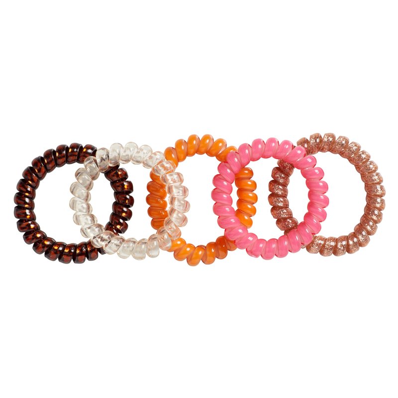Goody Dentless Spiral Hair Ties, Hair Coils - 5 Ct, Warm Tones, Phone Cord Hair Ties, Secure Hold Jelly Bands for All Occasions, Hair Accessories for Women & Men, For Medium-Thick Hair