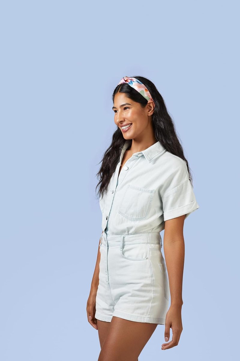 Goody | Ouchless Hold Knotted Headband - Satin-Wrapped, Gentle Hold, Bold Print Design for All