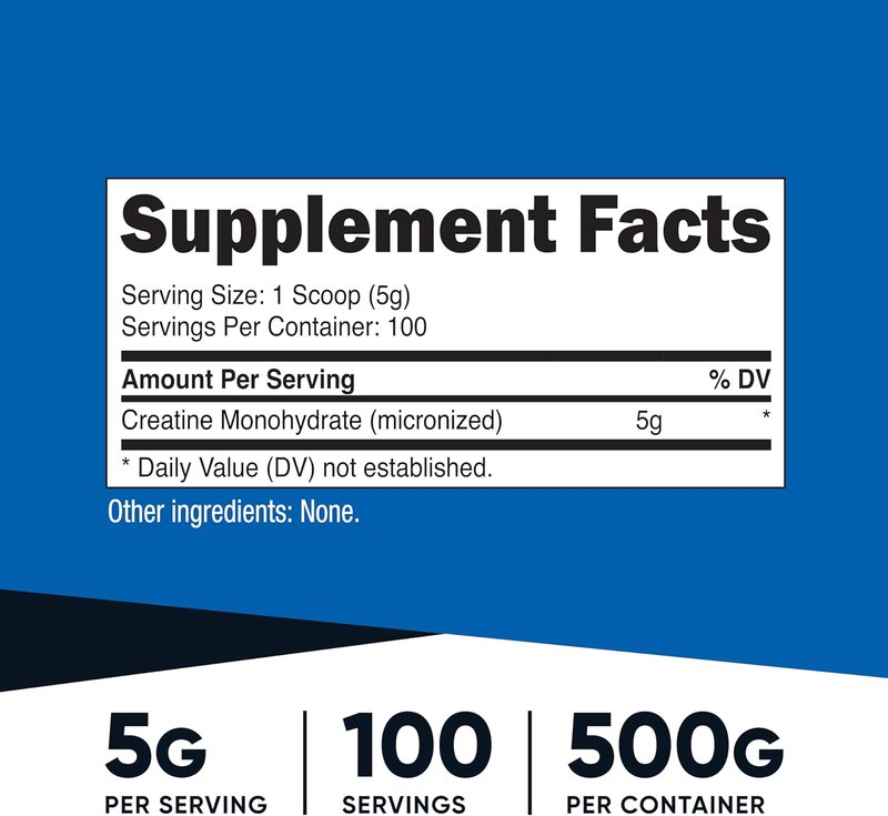 Nutricost Creatine Monohydrate Powder - Micronized Formula, 5000mg Per Serving, 500g (17.9 Oz)