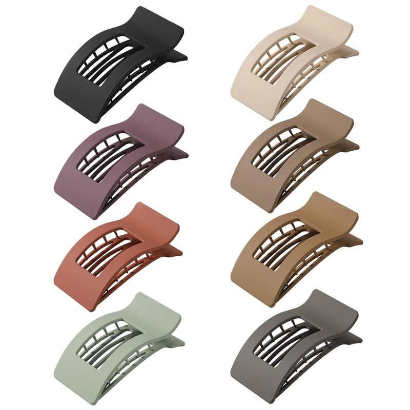 Skiennix 8 Pack Flat Claw Clips - Matte No Slip Hair Clips for Thick & Thin Hair, Large Strong Hold