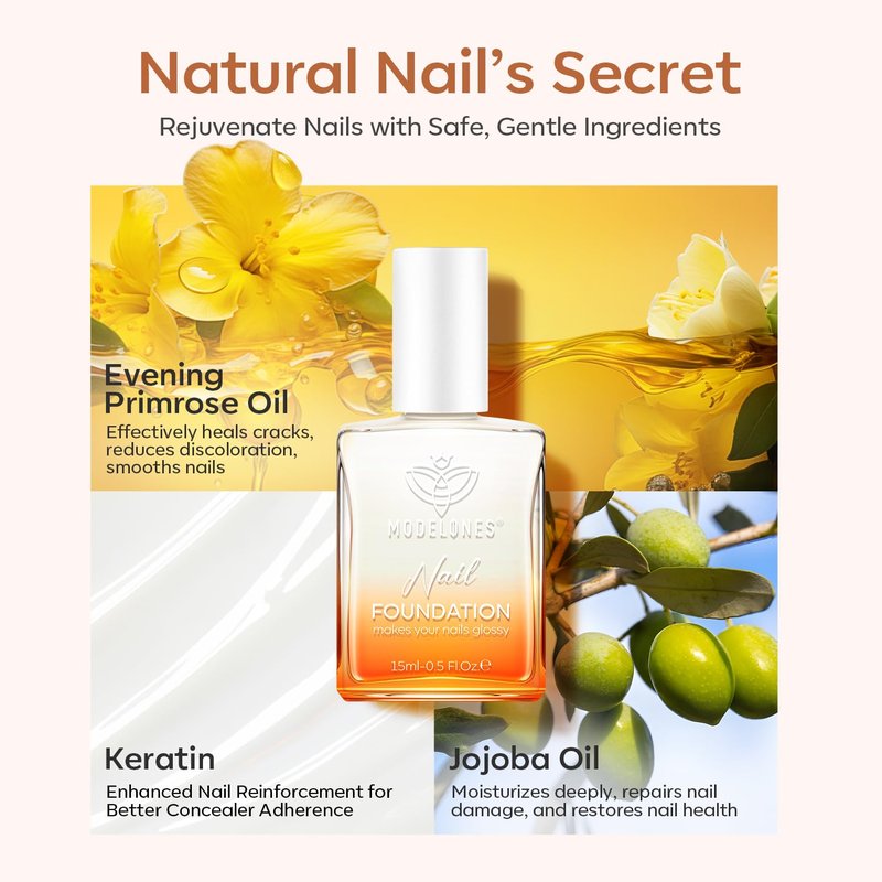 modelones Nail Strengthener, Milky White Nail Polish Nail Repair for Damaged Nails Hardener Air Dry Nail Growth Polish Natural Nail Concealer Foundation Gifts for Women 15ml