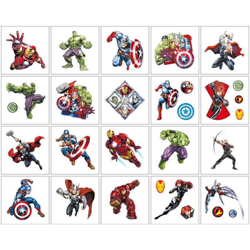 20 Sheets Superhero Temporary Tattoos for Kids, Cool Birthday Party Favors, Cute Cartoon Decoration Sticker Gifts for Girl Boys Home Activity Class Prizes Carnival Christmas Rewards