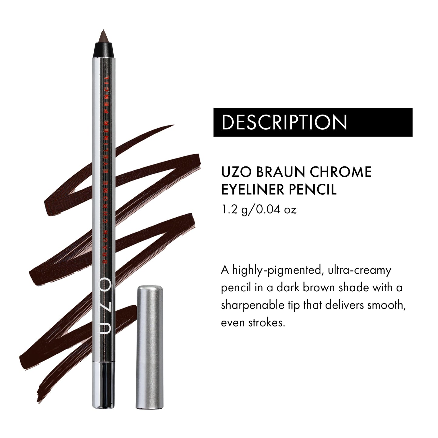 UZO Waterproof Eyeliner Pencil – Brown Smudge-Proof Long-Lasting Matte Eye Liner, High-Pigment Creamy Formula, Smooth Glide Precision, Vegan & Cruelty-Free (Braun Chrome)