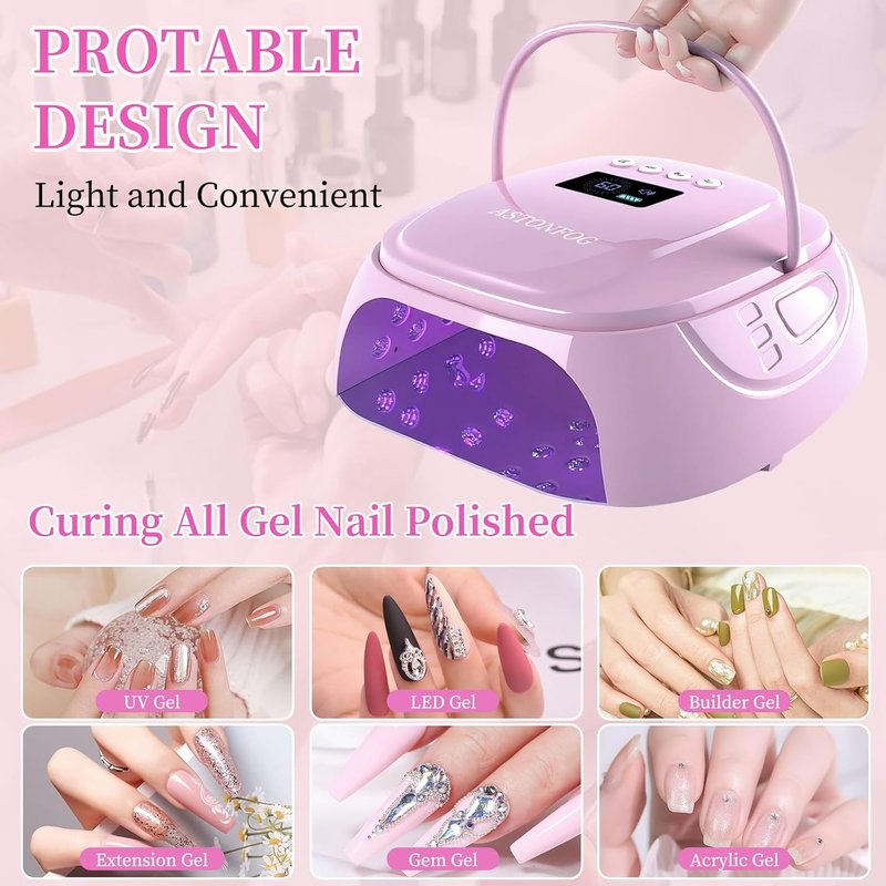 Skiennix 126W UV LED Nail Lamp - Cordless Rechargeable Nail Dryer with Automatic Sensor & 4 Timers