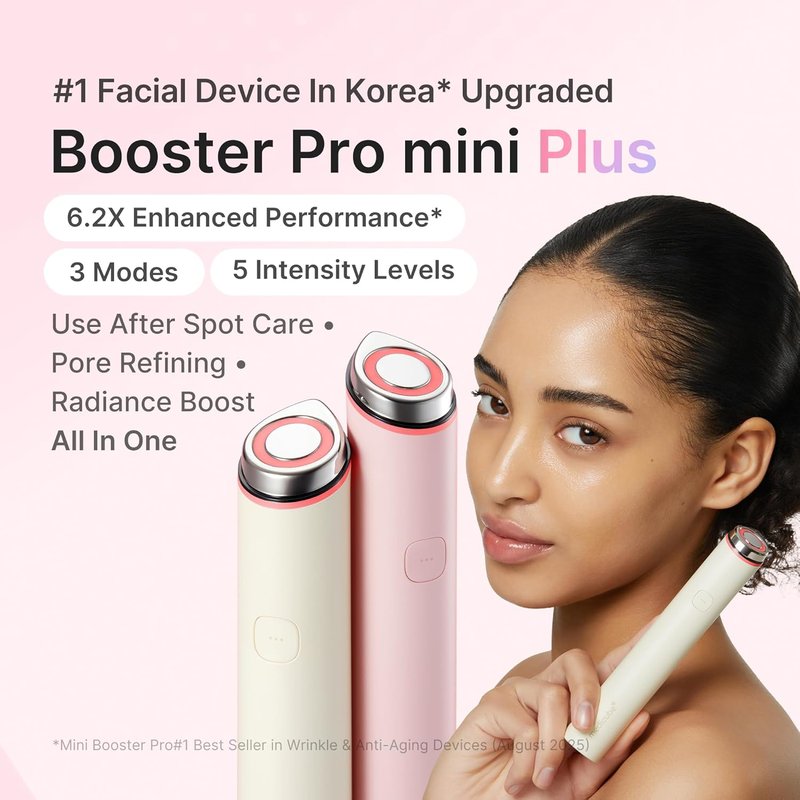 Medicube Booster Pro Mini Plus - Portable Facial Device for Radiance & Elasticity | 3-Mode Red, Blue, Purple | Beige