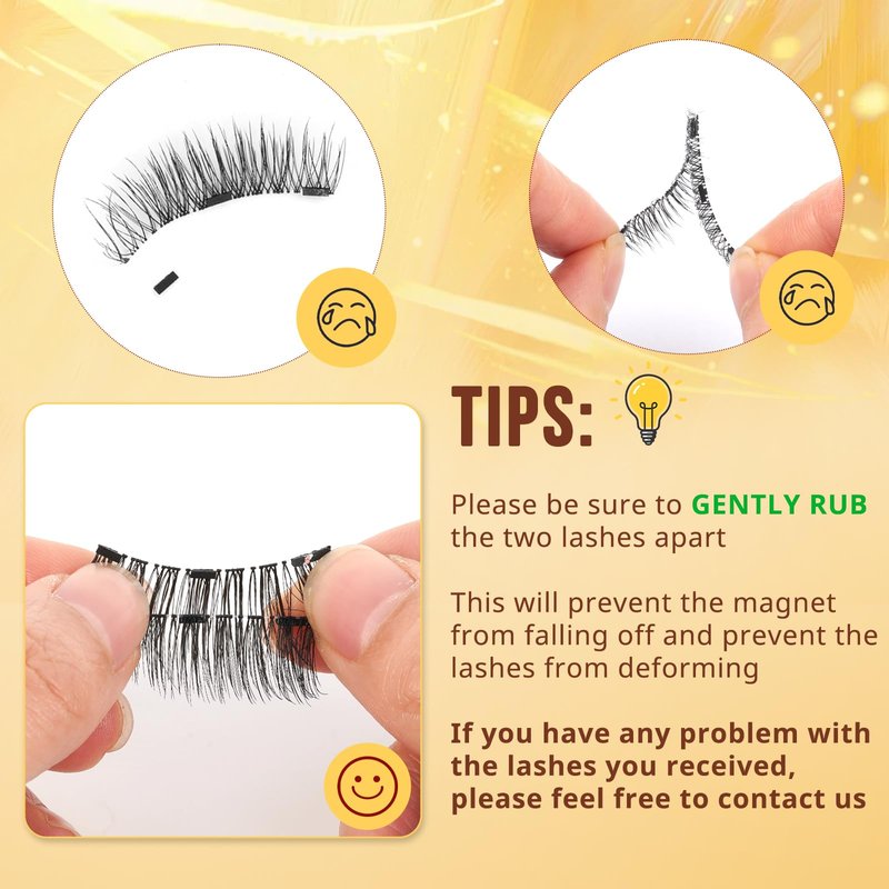 QUEWEL Magnetic Eyelashes 2 Pair Reusable Magnetic Eyelashes with Applicator No Glue Needed Eyelashes Cat Eye Natural Look Lash Clusters Kit Easy to Wear and Remove(A10)