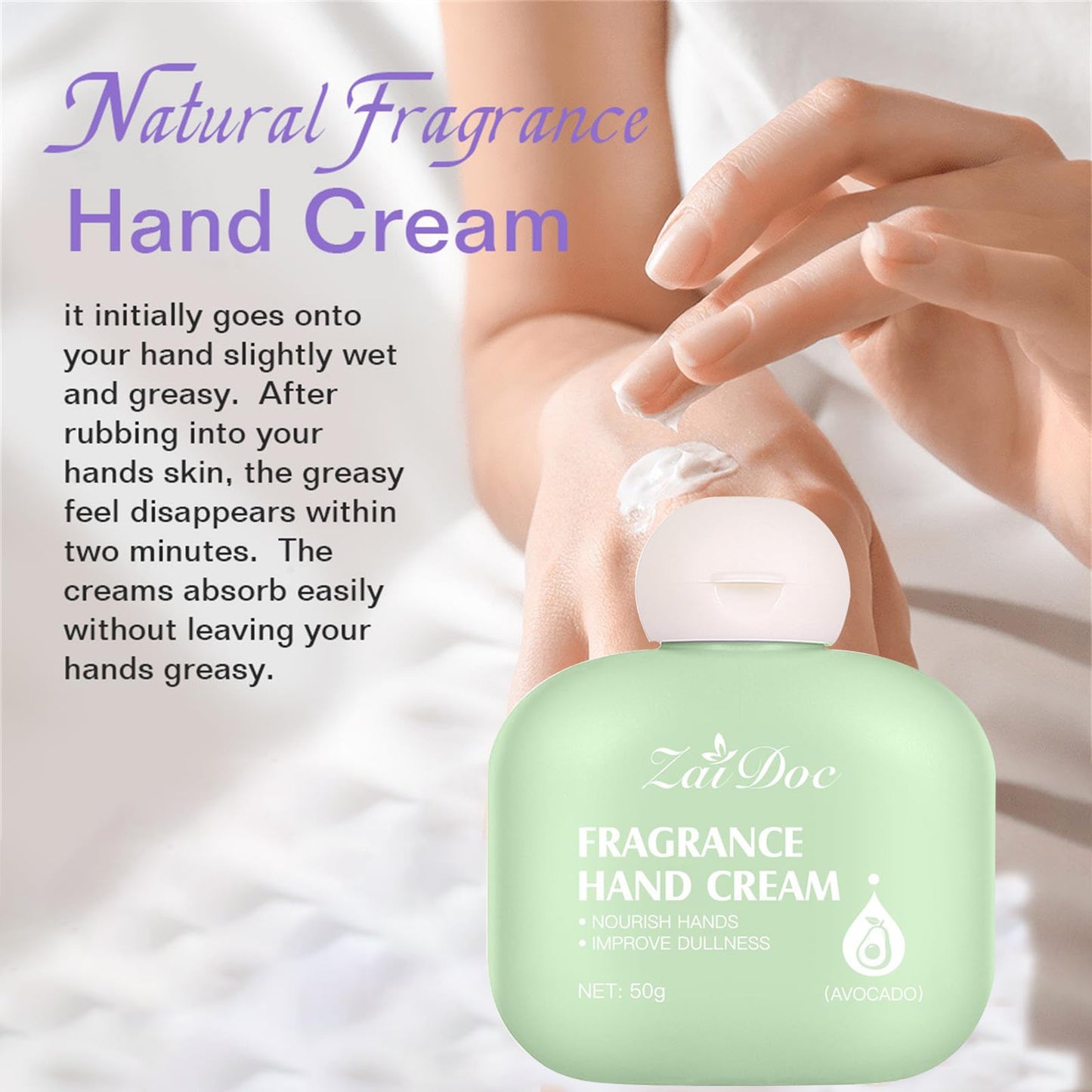 ZAIDOC Shea Butter Hand Cream, Moisturizing and Hydrating for Tender Hand Skin, Soft, Delicate & Smooth Feel, Long-Lasting Fragrance, Paraben-Free, 1.7 oz (1 Pack, Shea Butter)