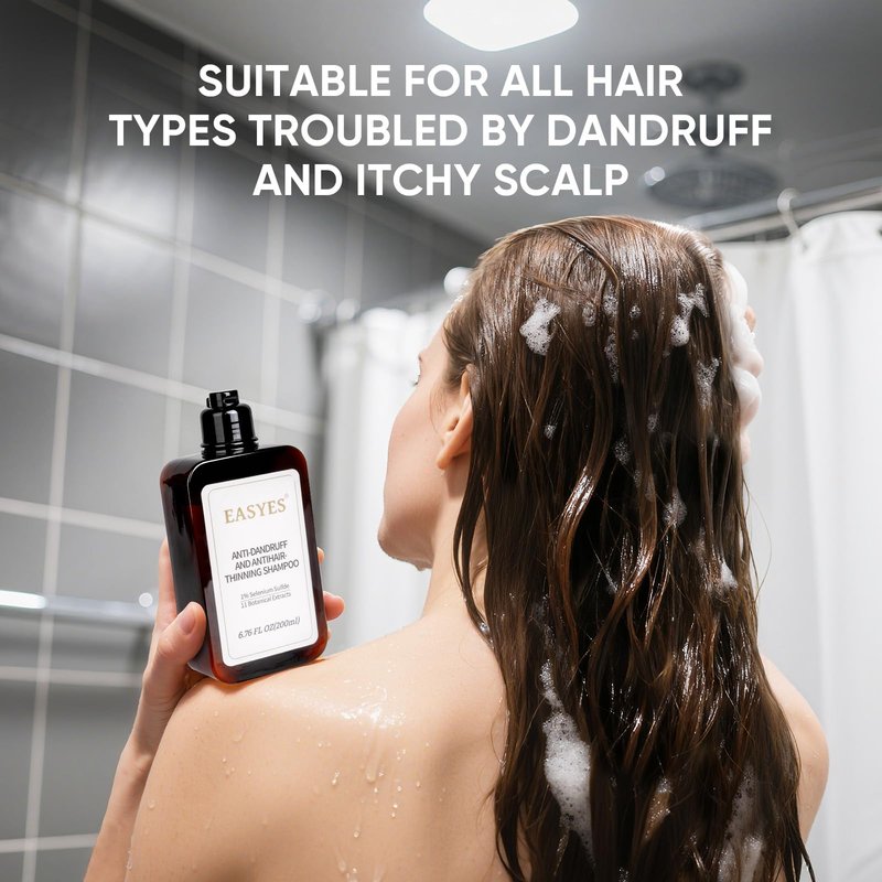 Easyes Anti Dandruff Shampoo with 1% Selenium Sulfide – Helps reduce Itchy Flaky Scalp, strengthens and nourishes hair, soothes the scalp, Controls Oil, 7oz