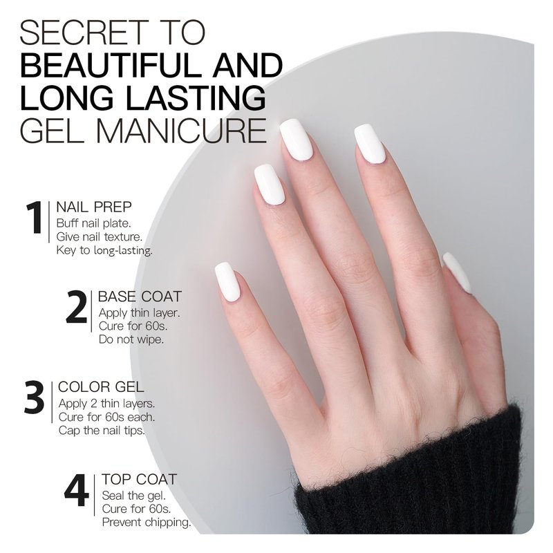 GAOY White Gel Nail Polish, 16ml Soak Off Gel Polish, UV Light Cure for Nail Art DIY Manicure at Home, 2027 Flawless White