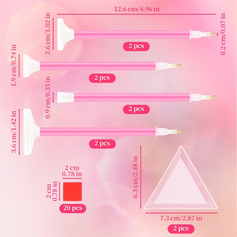 30-Pack Rhinestone Picker Tool Kit - 8Pcs Rhinestone Dotting Pens with Dual-Ended Tips(4 Sizes) +2 Storage Trays & 20 Clay - Rhinestone Picker Dotting for DIY Nail Art Craft Crystals Charms (Pink)