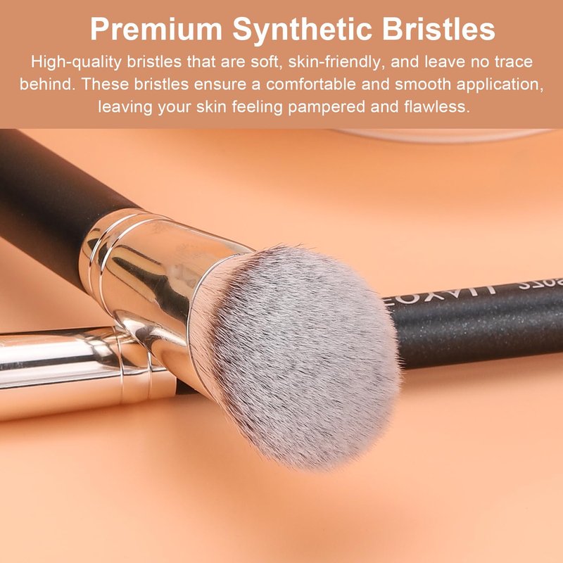 Angled Foundation Contour Brush - Synthetic Kabuki Brush for Blending & Buffing | Ideal for Liquid, Cream & Powder Makeup
