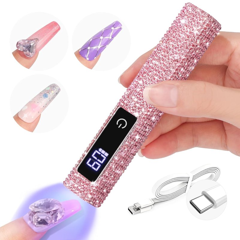 SAVILAND Glitter UV Nail Lamp - 12W Handheld Gel Light with LCD Screen | Fast 8X Cure for Home Salon Use
