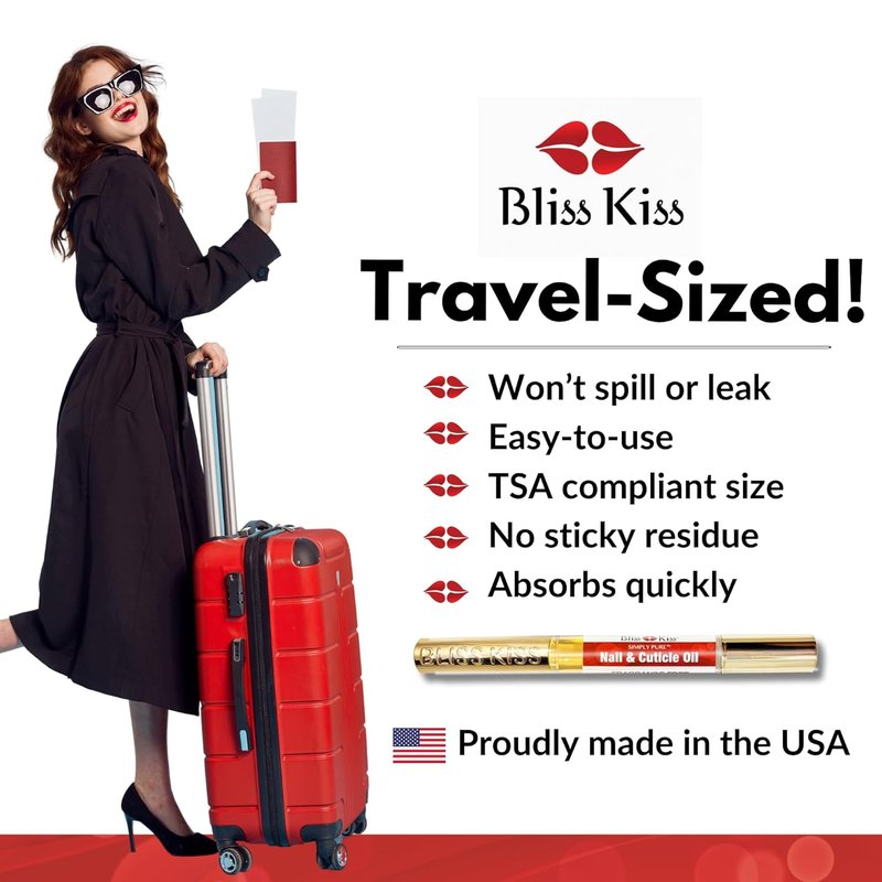 Bliss Kiss Fragrance-Free Nail Oil Cuticle Pens - Vitamin E & Jojoba | Nail Strengthener for Brittle, Peeling Nails