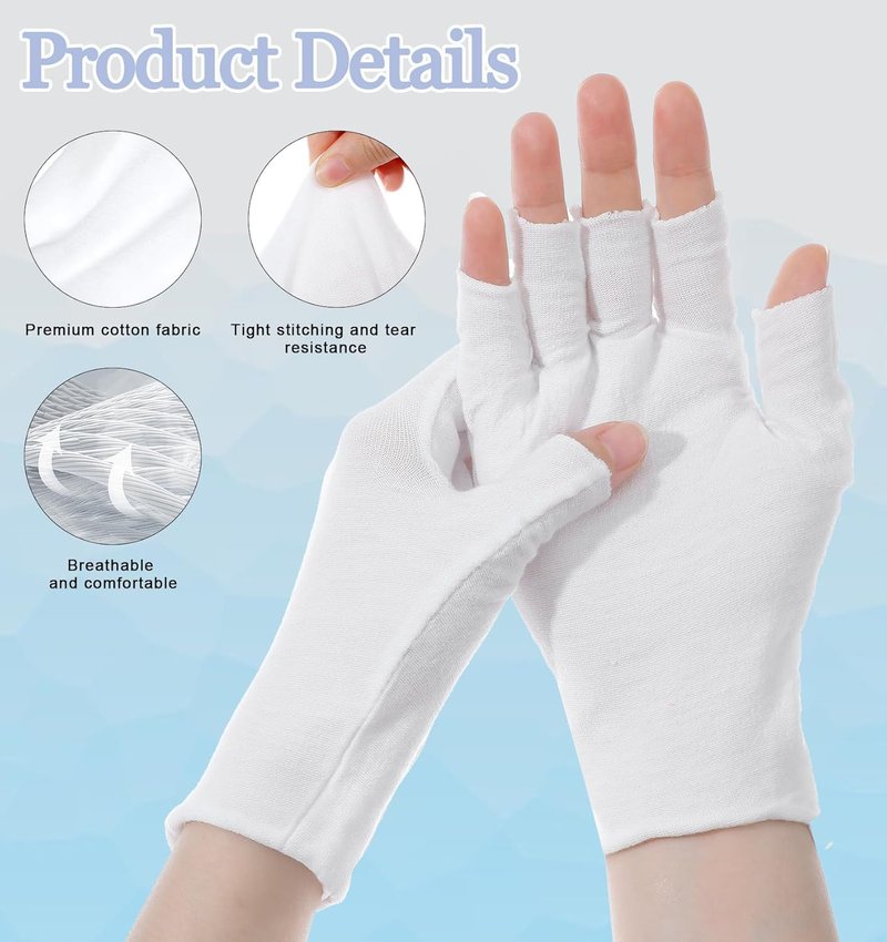 Regine Switzerland Eczema Gloves - Fingerless Cotton for Dry Hands & Overnight Relief | One Size Fits Most